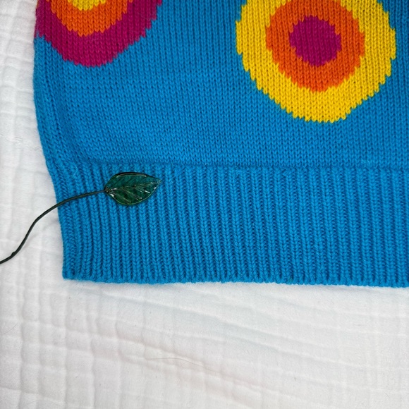 Vintage 80s/90s? I.B. Diffusion cotton blend funky blue mock neck sweater size M - Picture 12 of 14